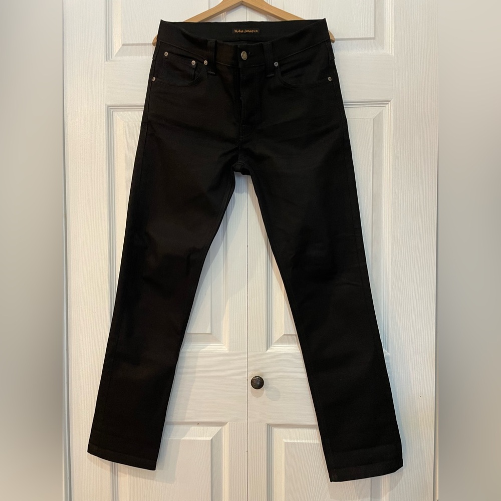 Nudie Jeans Men's Slim Straight Black Jeans. Grim Tim.
